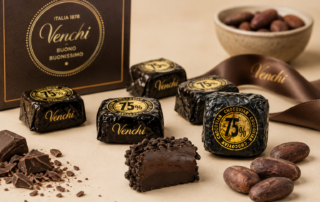 Cioccolatini Venchi Chocaviar fondente con cuore morbido, fave di cacao e cioccolato, disponibili presso Il Coffee Shop di Genova