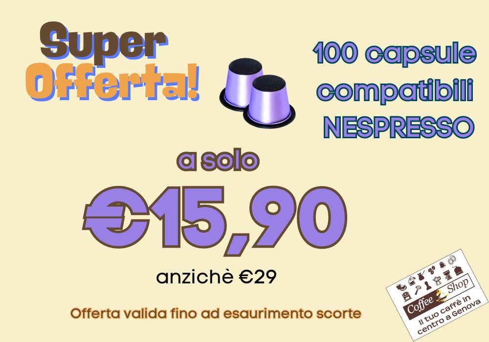 Offerta compatibili Nespresso: 100 capsule a solo €15,90