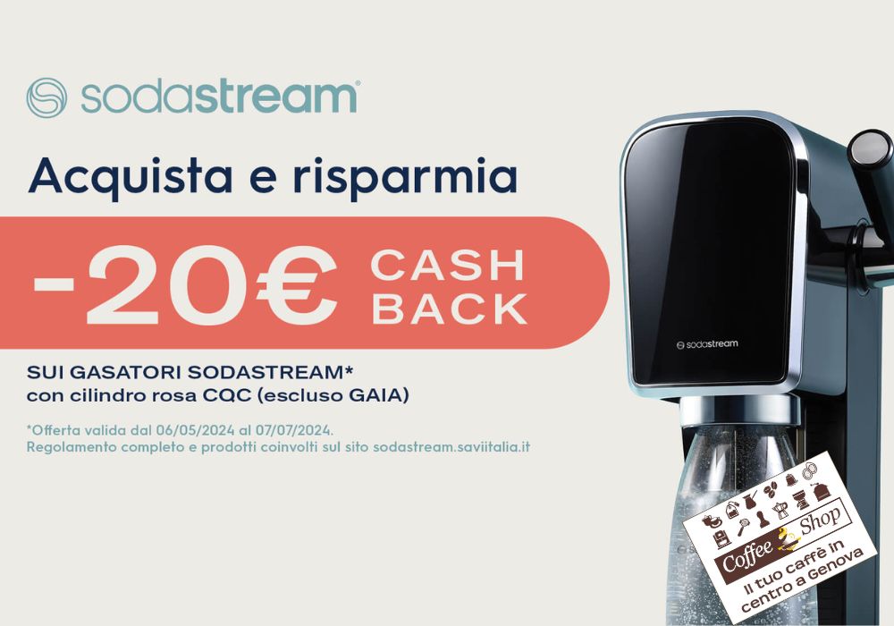 Sodastream: Cash-back di 20 Euro sul Gasatore
