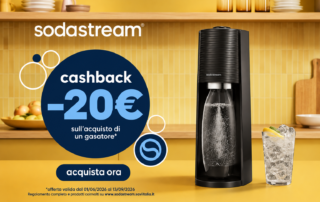 Gasatore Sodastream con promozione cashback da 20 euro disponibile presso Il Coffee Shop di Genova, Premium Store e Centro Assistenza Sodastream