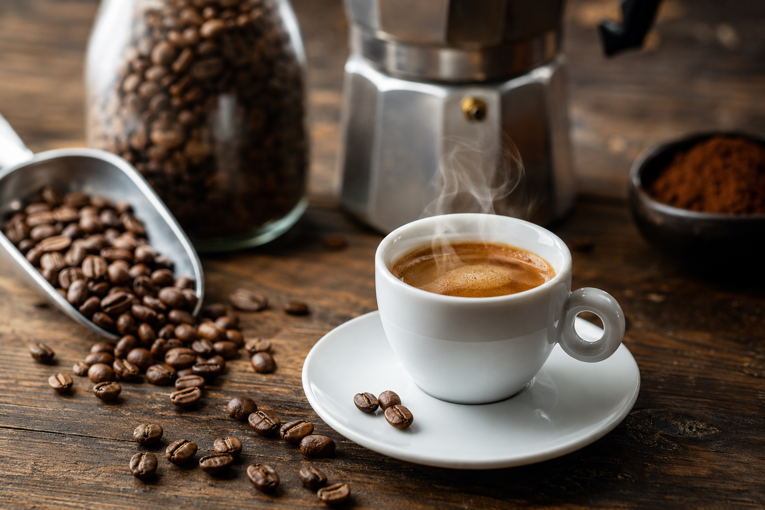 Quanta caffeina c'è in una tazzina di caffè espresso con chicchi di Arabica e Robusta